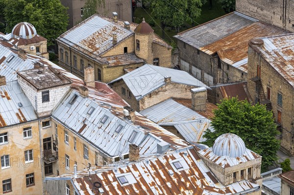 Riga. View from the observation deck of the Latvian Academy of Science. Tin roofs, Riga, Latvia, Europe