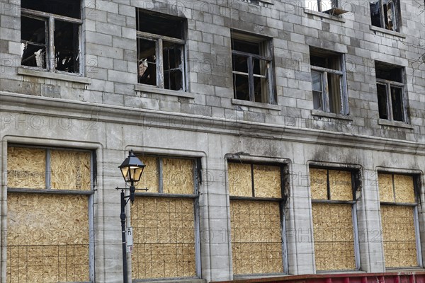 Architecture, historic building destroyed by fire, Montreal, Province of Quebec, Canada, North America