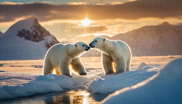 AI generated, Two polar bear (Ursus maritimus), Polar bear, Polar bear