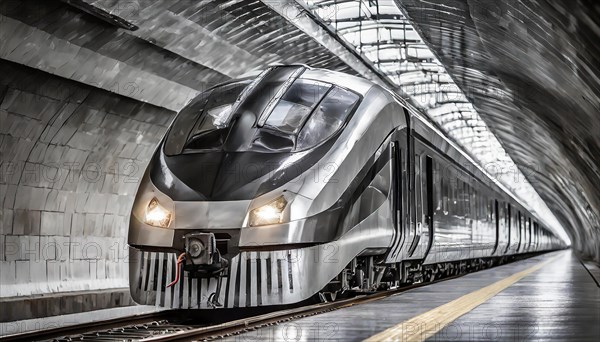 AI generated, A modern train in the tunnel, LeShuttle, Eurotunnel, France-London