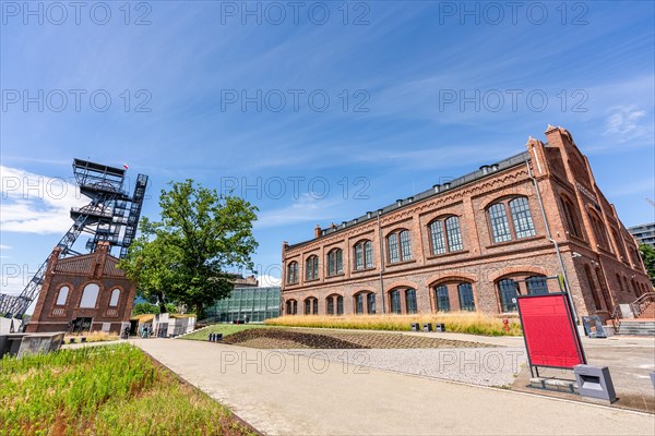 View of tower shaft Warszawa II and Silesian museum, Katowice, Poland, Europe