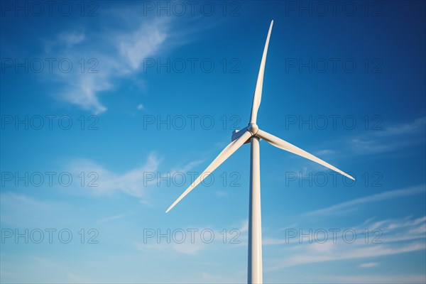 Wind energy turbine in front of blue sky. KI generiert, generiert AI generated