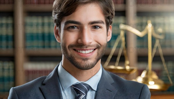 AI generated, An attractive lawyer in his office, 30, 35, years, bearded man