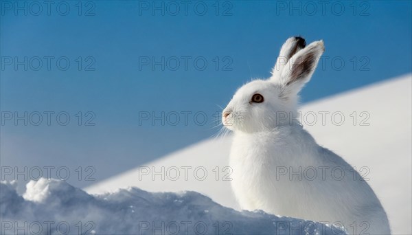 AI generated, A snow hare in winter, (lepus timidus)