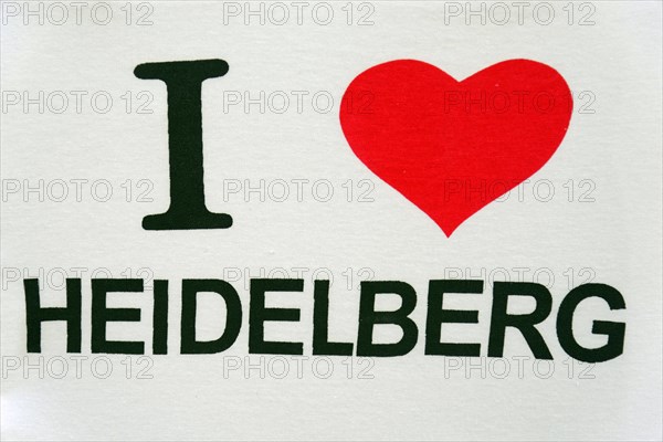White T-shirt with the inscription 'I love Heidelberg' and a red heart, Heidelberg, Baden-Wuerttemberg, Germany, Europe
