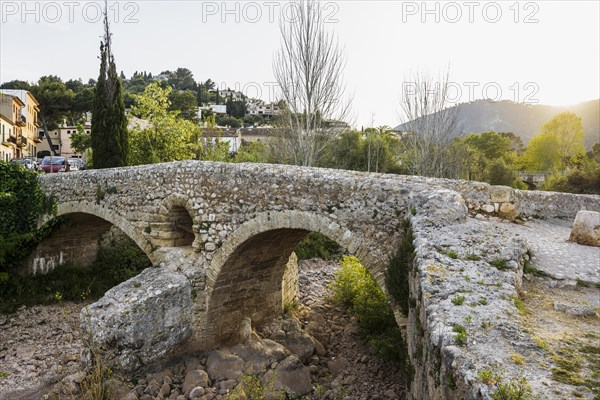 Roman bridge, Pollensa, Pollenca, Serra de Tramuntana, Majorca, Majorca, Balearic Islands, Spain, Europe