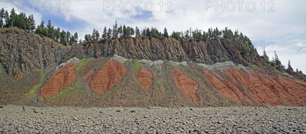 Cliffs, red sandstone, Five Islands Provincial Park, Fundy Bay, Nova Scotia, Canada, North America