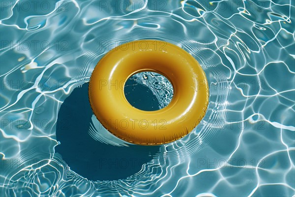 Top view of floating tire in water in swimming pool. KI generiert, generiert AI generated