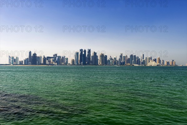 Skyline of Doha, skyscraper, horizon, Orient, Oriental, oil, wealth, building, architecture, modern, modern, Arabic, city trip, tourism, city, urban, capital, Doha, Qatar, Asia