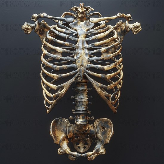 Medical illustration of a human chest with lungs, AI generated