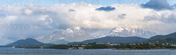 Panorama of Fjord and Mountains from ALESUND, Geirangerfjord, Norway, Europe