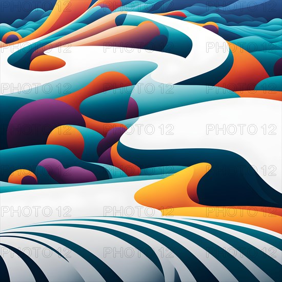 Animation incorporating vibrant colors in swirling playful patterns conveying movement, AI generated