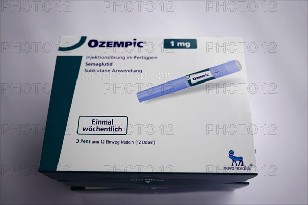 Ozempic medication packaging for subcutaneous application, for diabetes 2 patients, Stuttgart, Baden-Wuerttemberg, Germany, Europe