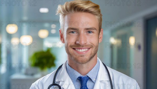 AI generated, An attractive doctor in hospital, Portrait, 30, 35, years