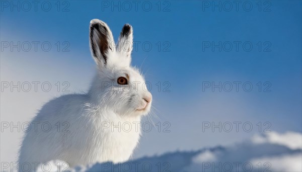 AI generated, A snow hare in winter, (lepus timidus)