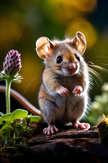 Garden dormouse with large eyes radiating curiosity and wonder, AI generated