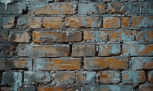 Close-up of a weathered brick wall revealing the rustic texture and pattern of the bricks AI generated