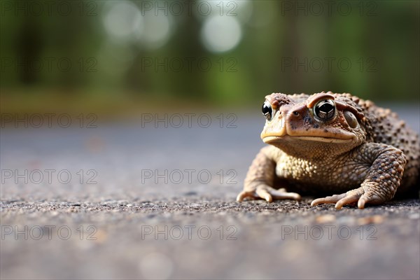Toad sitting on road. KI generiert, generiert AI generated