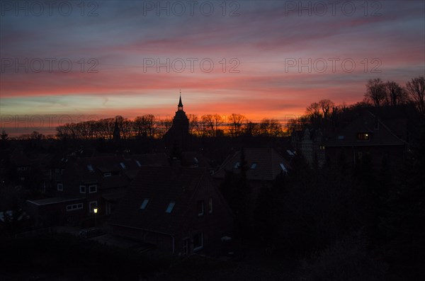Church, Clouds, Trees, morning atmosphere, DawnSt. Michaelis, Lueneburg, Lower Saxony, Germany, Europe