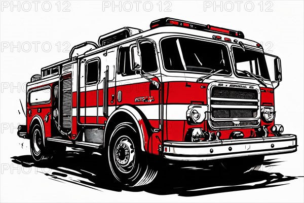 Illustration painting fire engine car, AI generated