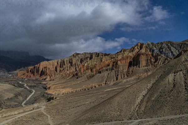 Colourful eroded mountain desert, Kingdom of Mustang, Nepal, Asia