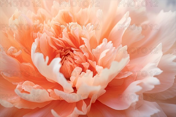 Close up of peach colored peony flower. KI generiert, generiert AI generated
