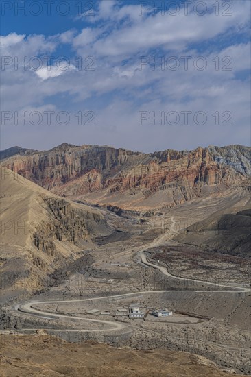 Eroded mountain landscape in the Kingdom of Mustang, Nepal, Asia