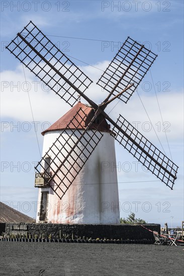 Windmill, Tiagua, Lanzarote, Canary Islands, Spain, Europe
