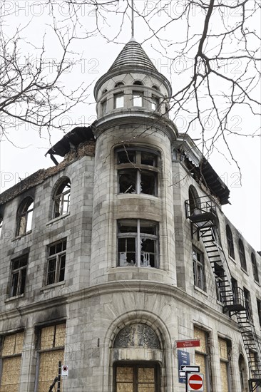 Architecture, historic building destroyed by fire, Montreal, Province of Quebec, Canada, North America