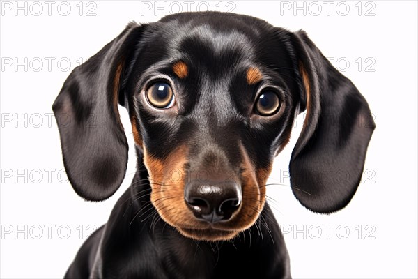 Tan Dachshund dog on white studio background. KI generiert, generiert AI generated