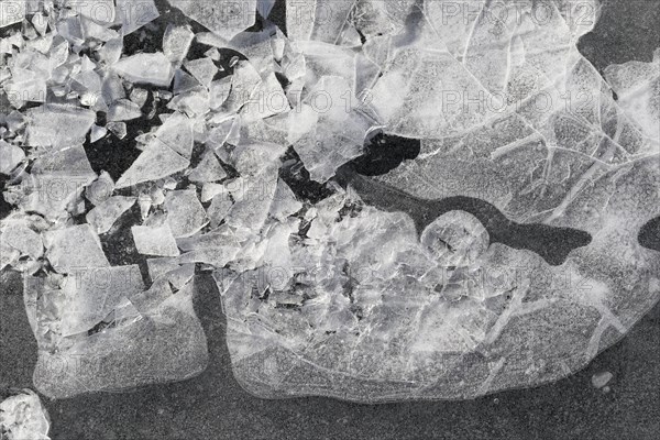 Winter riverscape, ice structures, detail, Saint Lawrence River, Province of Quebec, Canada, North America