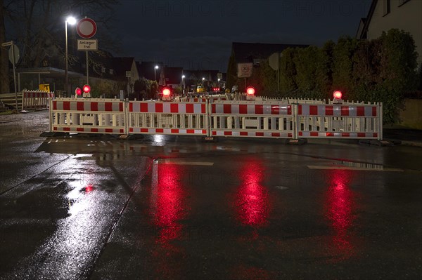 Sifted construction site at night, Eckental, Middle Franconia, Bavaria, Germany, Europe