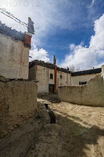 Narrow streets of Lo Manthang, Kingdom of Mustang, Nepal, Asia