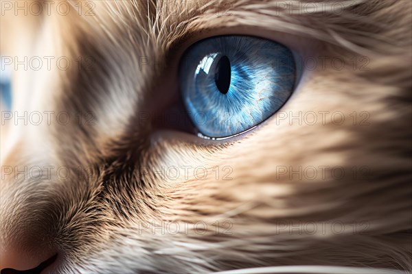 Close up of blue cat eye. KI generiert, generiert AI generated