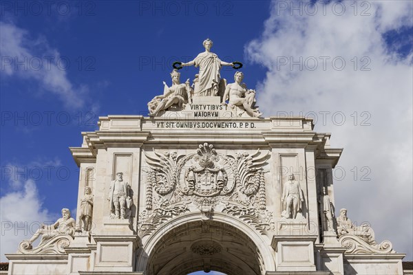 The Arco da rua Augusta, arch, triumphal arch, monument, old town, centre, historical, attraction, city view, city centre, city trip, journey, holiday, sight, landmark, building, history, city history, capital, Praca do Comercio, Lisbon, Portugal, Europe