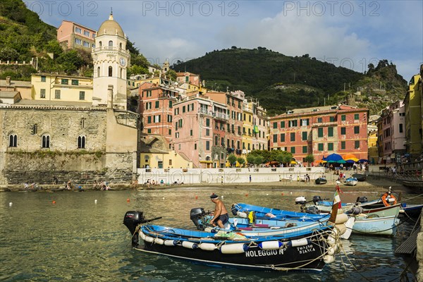 Village with colourful houses by the sea, Vernazza, UNESCO World Heritage Site, Cinque Terre, Riviera di Levante, Province of La Spezia, Liguria, Italy, Europe