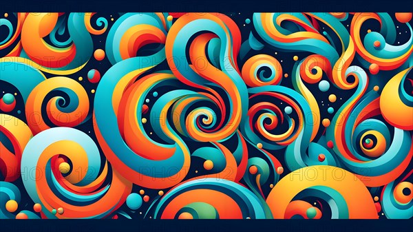 Animation incorporating vibrant colors in swirling playful patterns conveying movement, AI generated