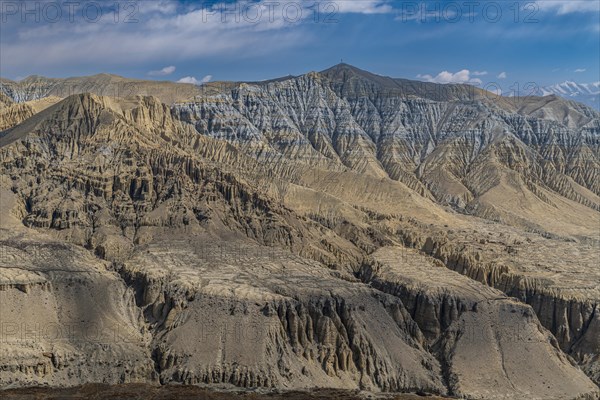 Eroded mountain landscape in the Kingdom of Mustang, Nepal, Asia