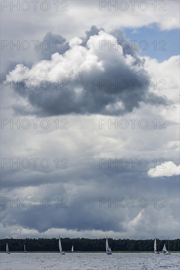 Sailboats on the lake in cloudy sky, water sports, sailing, leisure, travel, holiday, boat, sky, recreation, nature, nautical, seafaring, horizon, water, freshwater, cloud, gloomy, Masuria, Poland, Europe