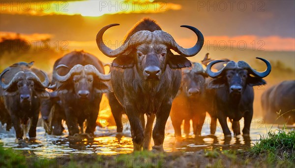 AI generated, African cape buffalo, (Synerus caffer)