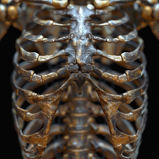 Medical illustration of a human chest with lungs, AI generated