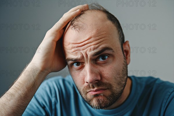 Unhappy man going bald. KI generiert, generiert AI generated
