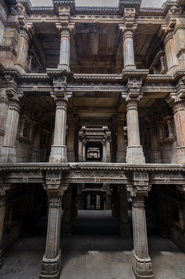 Adalaj Stepwell or Rudabai Stepwell, Adalaj, Gujarat, India, Asia