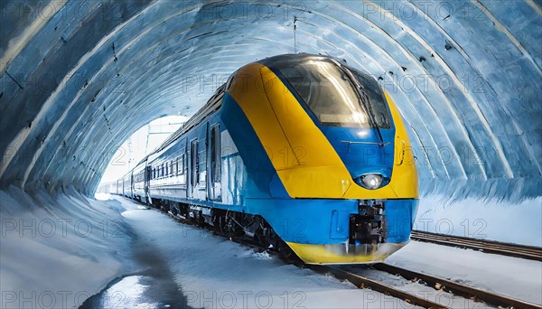 AI generated, A modern train in the tunnel, LeShuttle, Eurotunnel, France-London