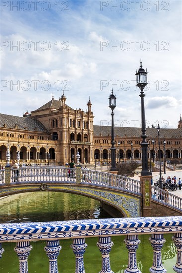 Seville, Spain, March 9, 2022: Beautiful view of Plaza de Espana in Andalusia, Europe