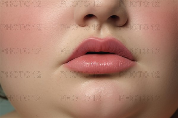 Close up of lips of curvy plus size woman. KI generiert, generiert AI generated