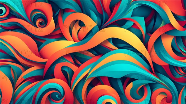 Animation incorporating vibrant colors in swirling playful patterns conveying movement, AI generated