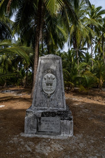 Memorial stone, Parli 1 island, Lakshadweep archipelago, Union territory of India