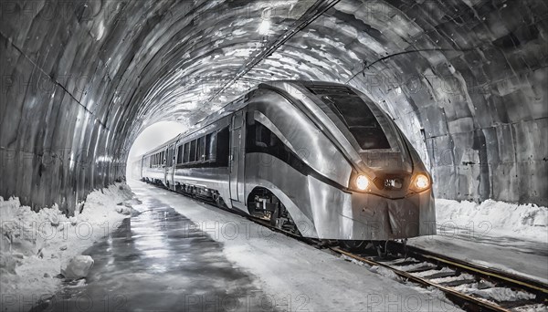 AI generated, A modern train in the tunnel, LeShuttle, Eurotunnel, France-London