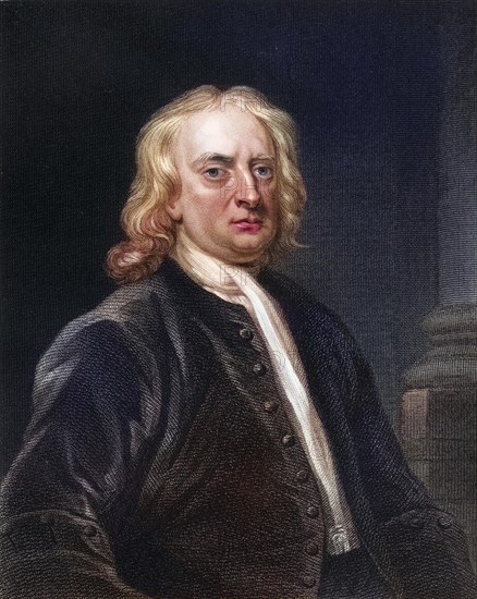 Sir Isaac Newton 1642-1727, English physicist and mathematician. From the book Gallery of Portraits, published in 1833, Historical, digitally restored reproduction from a 19th century original, Record date not stated